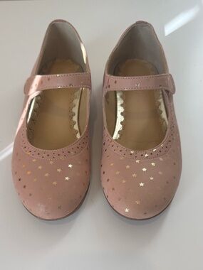 Mini Boden Pink Mary Jane Shoes with Gold Star Accents Girls Size 2